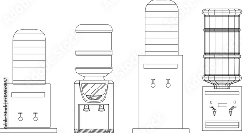 Vector sketch illustration design of kitchen equipment drinking dispenser for gallon water