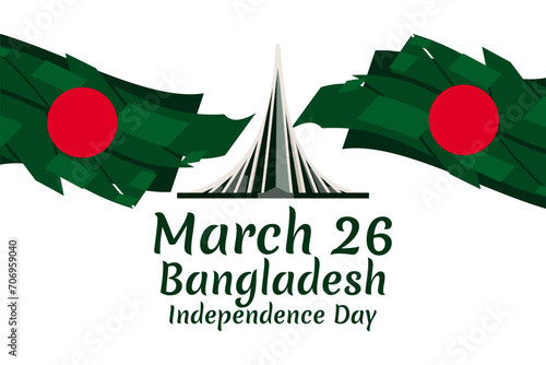 March 26, Independence day of Bangladesh Vector Illustration. Suitable for greeting card, poster and banner.