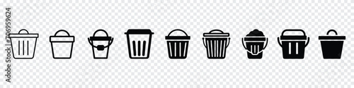 Trush icon, trash can icon vector, bucket vector icon, Bucket outline icon. Delete icon, Recycle bin icon photo