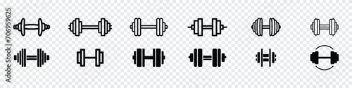 Dumbbell for gym icon,  Dumbbell icon set, Dumbbell concept. Sport line icon set. Dumbbell icon. Set of different dumbbell. Dumbbells for a sports hall. 