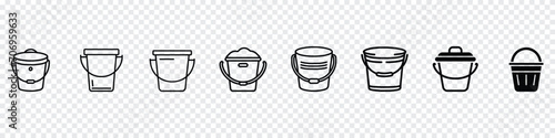 Bucket vector icon, bucket icon, Water bucket handle container equipment household clean plastic vector, bucket vector icon, Buckets set. Flat vector illustration. Bucket empty and with water, Bucket  photo