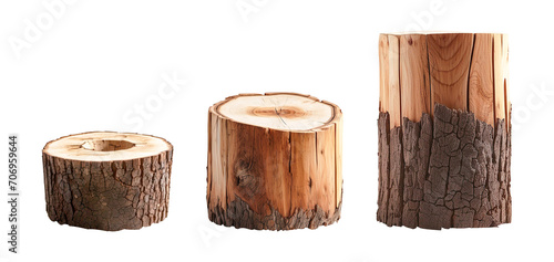 collection of wooden stumps isolated on a white background. wood stump png, Hardwood trees stub collection cut out backgrounds,  photo