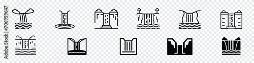 Waterfall icon, Waterfall tourism icon. Waterfall different style icon set. waterfall icon, waterfall logo. water logo