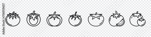 Tomato Icon. Vector line icon for tomato, Vector Set cherry Tomato in Line style. Tomato icon, Tomato icon on the white background, tomatoes, Tomato vegetable icon collection