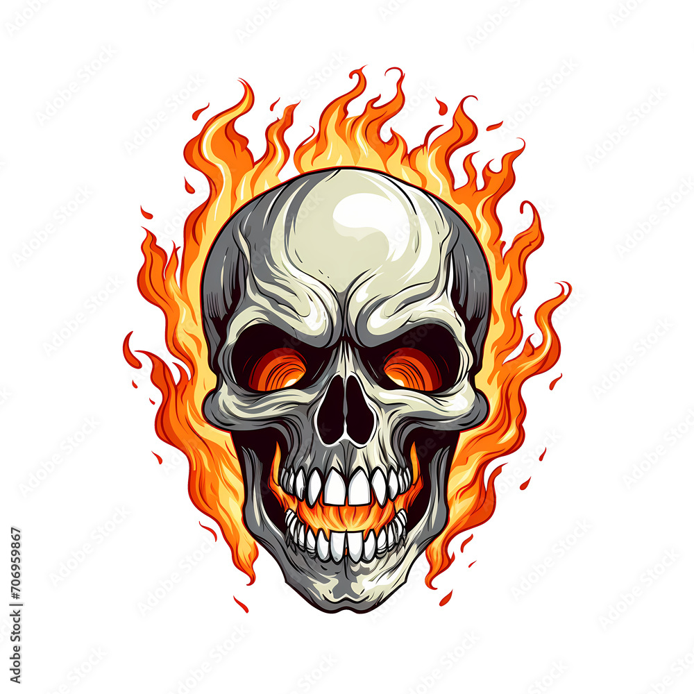 Skull fire art illustrations for stickers, tshirt design, poster etc Skull fire art illustrations for stickers, tshirt design, poster etc