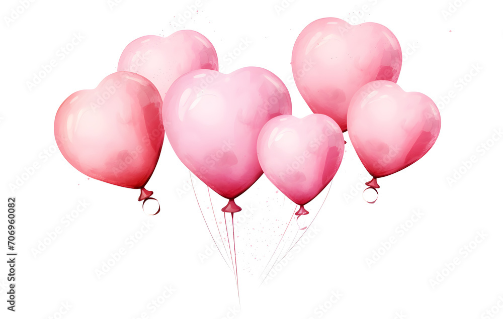 Heart shaped balloons, valentine day, valentine balloon isolated on white background