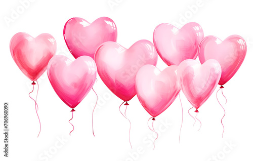 Watercolor Heart shaped balloons  valentine day  valentine balloon isolated on white background