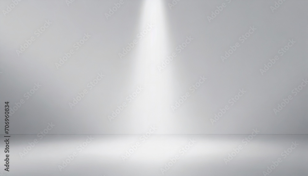 Empty studio with a beam of light on white and grey background. Minimalist mockup for podium display and showcase, studio room, Desk illuminated by spotlight, interior room for displaying products Empty studio with a beam of light on white and grey background. Minimalist mockup for podium display and showcase, studio room, Desk illuminated by spotlight, interior room for displaying products