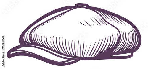 Foto Newsboy hat sketch. Vintage pporboy cap icon
