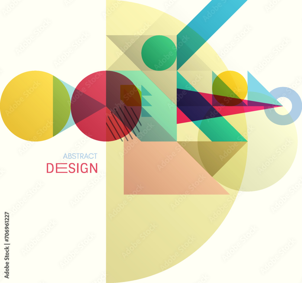 Art composition of flat colorful vector shapes. Abstract transparency geometrical background. Cover design template for presentation, corporate cover document, banner, flyer, poster, brochure. 