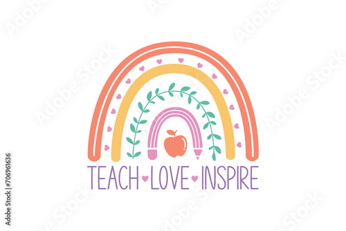 Teacher typography quote t-shirt design, Teach Love Inspire
