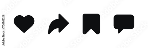 Social Media Essentials - Like, Comment, Share and Save Icons