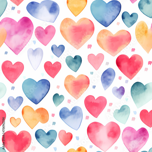 Vibrant Watercolor Hearts Seamless Pattern