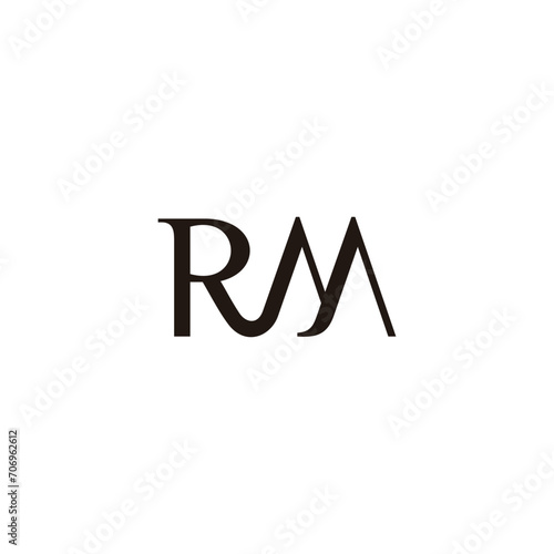 letter rm loop curves font simple logo vector