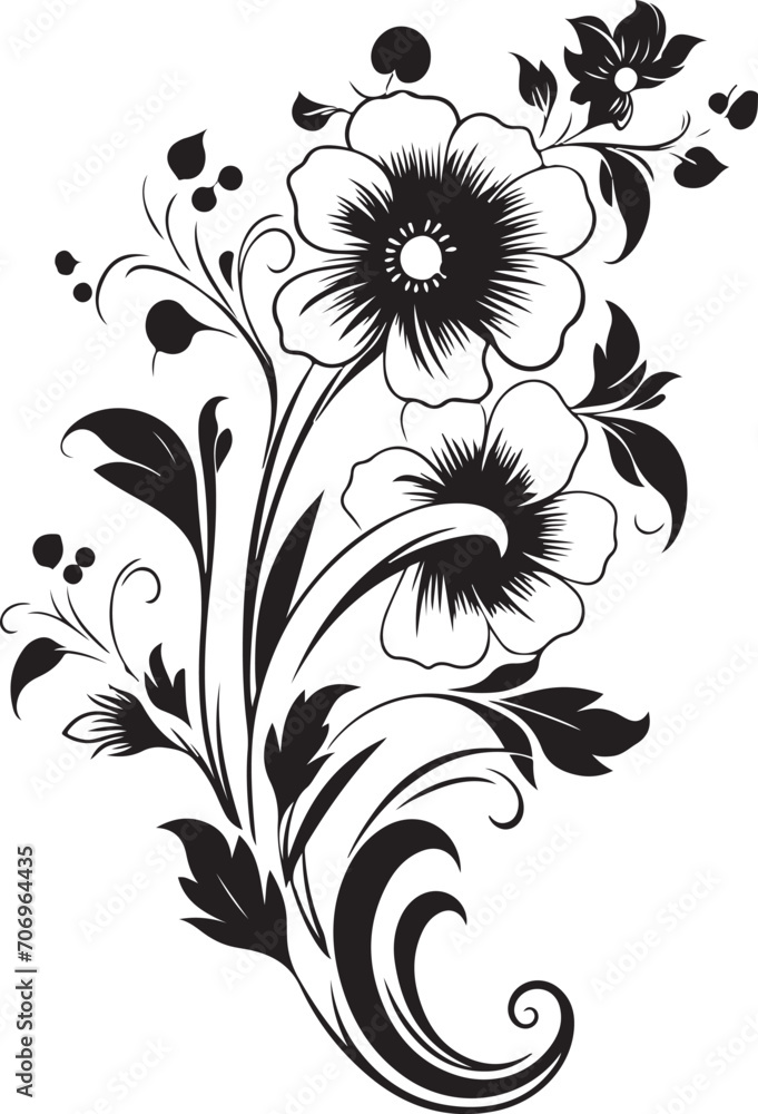 hand drawn at of baroque flowers generative ai hand drawn at of baroque flowers generative ai