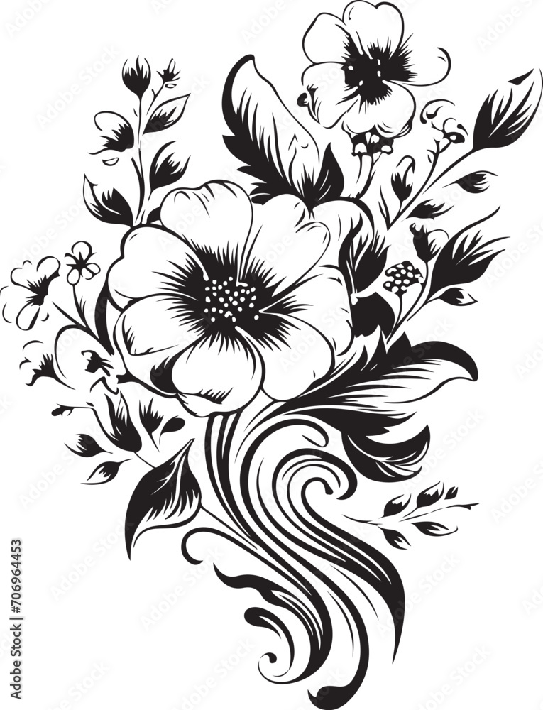 hand drawn at of baroque flowers generative ai hand drawn at of baroque flowers generative ai