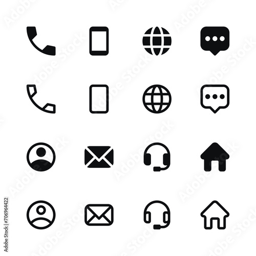 Essential Contact Icons - Email, Phone, Address and More