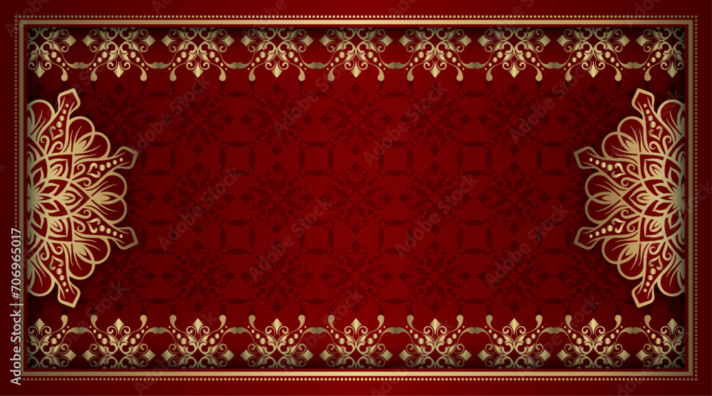 red luxury background, with gold mandala ornament red luxury background, with gold mandala ornament