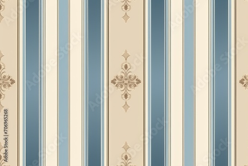 An elegant and classic striped seamless pattern in shades of blue and beige