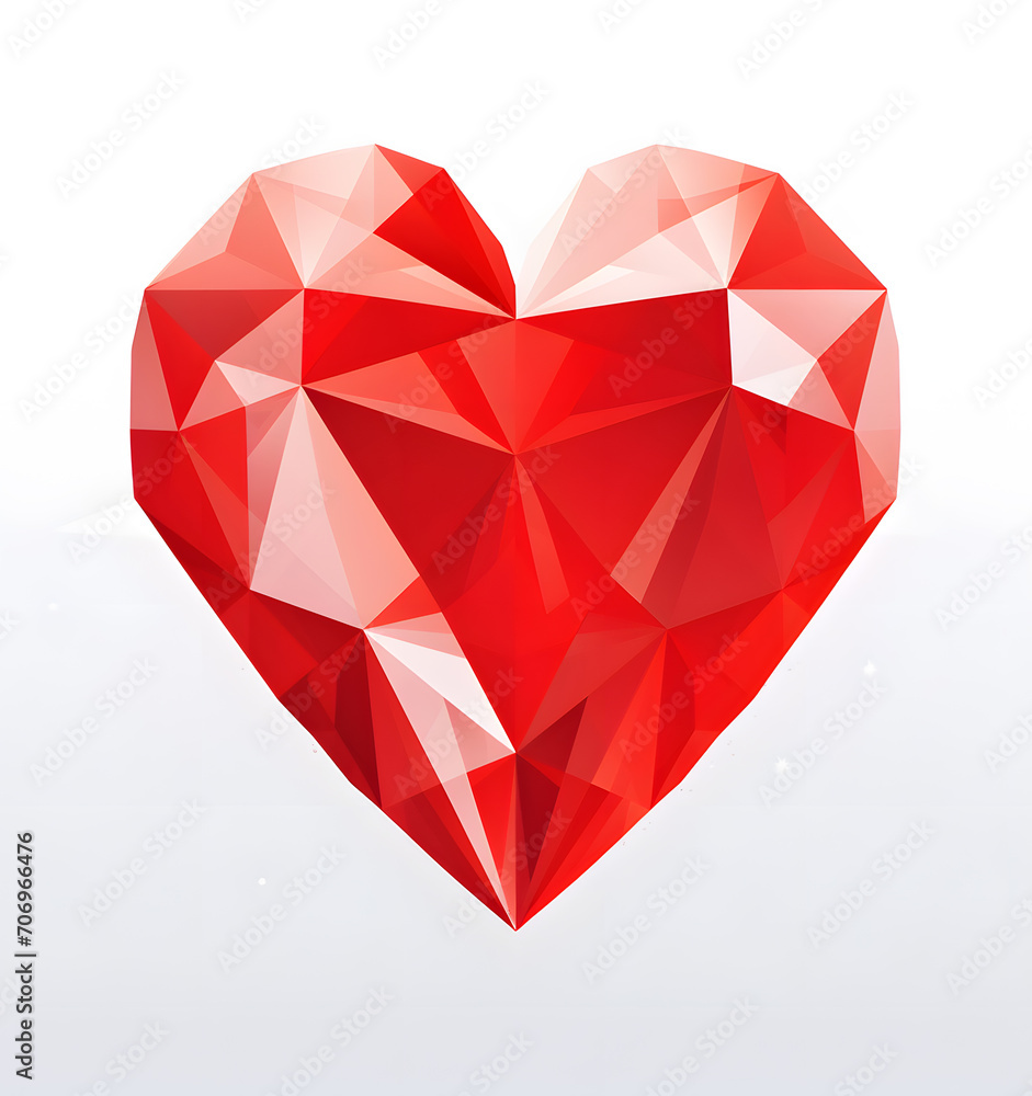 Polygon red heart illustration isolated on white background Polygon red heart illustration isolated on white background