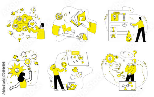 Business thinking vector illustration. Success blossoms where inspiration and business thinking concept converge In garden ideas, seeds business thinking grow into solutions Motivation fuels engine