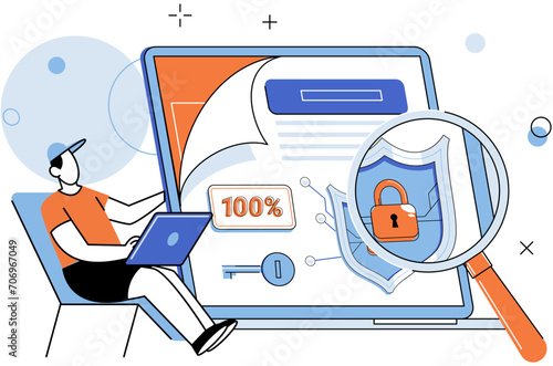 Cyber security vector illustration. Safety in cyberspace relies on secure systems and robust defense mechanisms The cyber security metaphor compares digital protection to safeguarding valuables