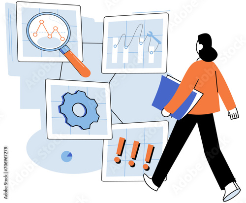Key metrics. Vector illustration. Financial metrics provide valuable insights into companys financial health The report includes key metrics for assessing marketing effectiveness Key metrics help
