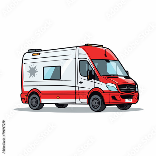 Ambulance in cartoon  doodle style. Isolated 2d vector illustration in logo  icon  sketch style  Eps 10. AI Generative