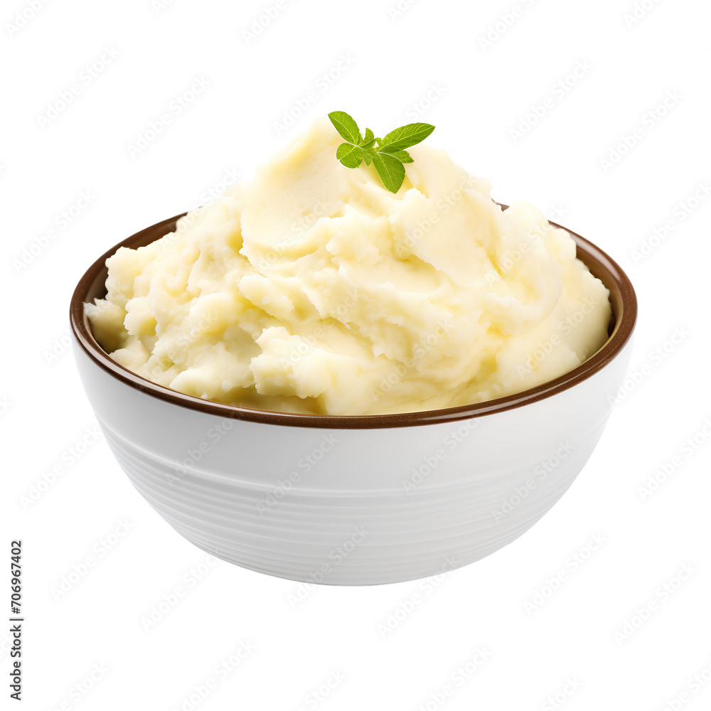 Mashed potatoes for breakfast, isolated on transparent background Mashed potatoes for breakfast, isolated on transparent background