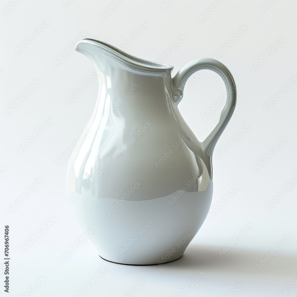Classic White Ceramic Pitcher - Timeless Elegance for Any Table Setting