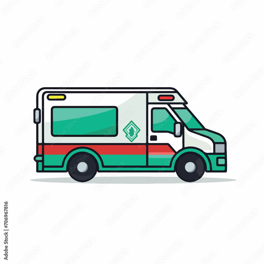 Ambulance in cartoon, doodle style. Isolated 2d vector illustration in logo, icon, sketch style, Eps 10. AI Generative
