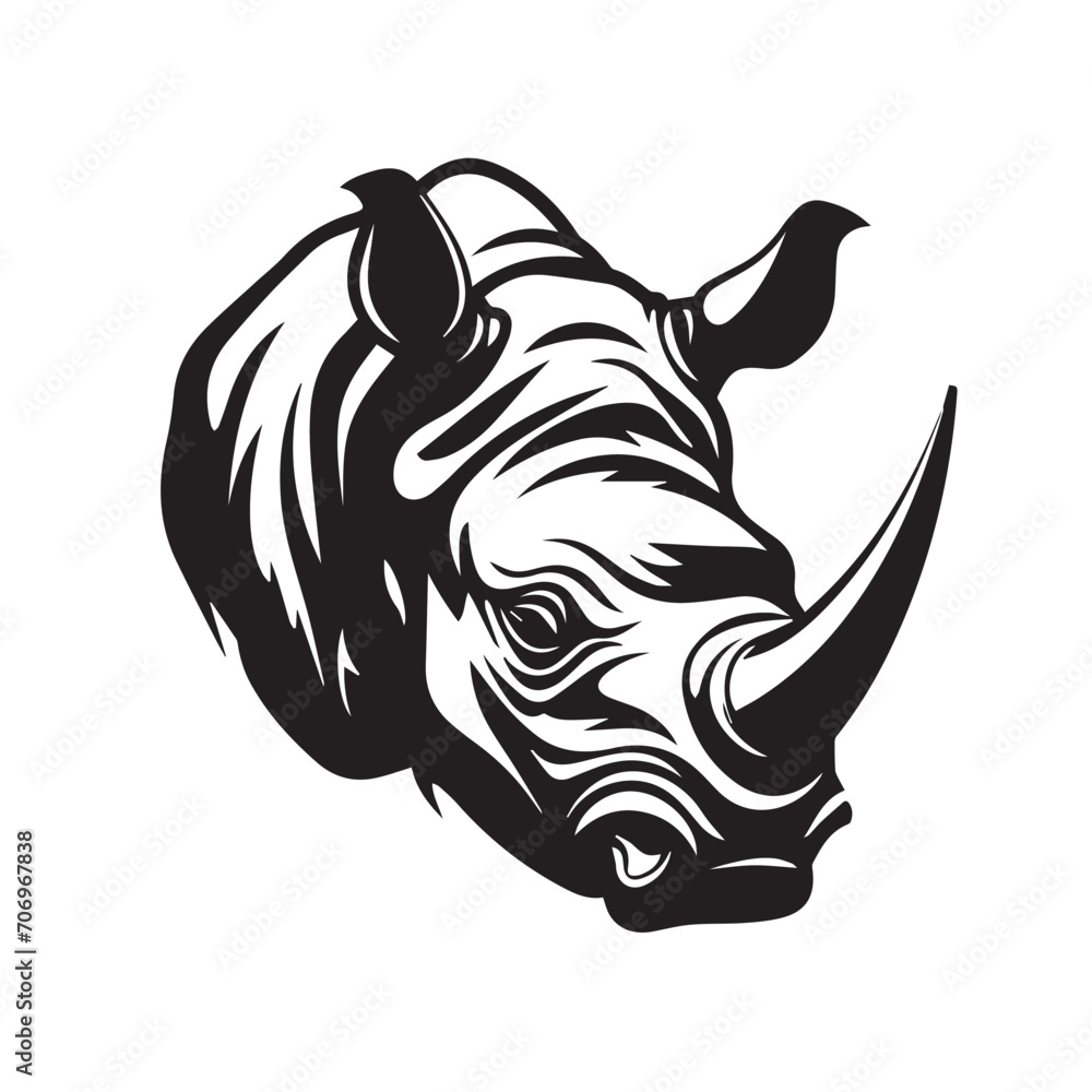 Rhinoceros in cartoon, doodle style . Image for t shirt. Isolated 2d vector illustration in logo, icon, sketch style, Eps 10, black and white. AI Generative