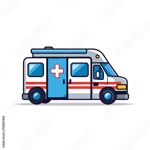 Ambulance in cartoon  doodle style. Isolated 2d vector illustration in logo  icon  sketch style  Eps 10. AI Generative