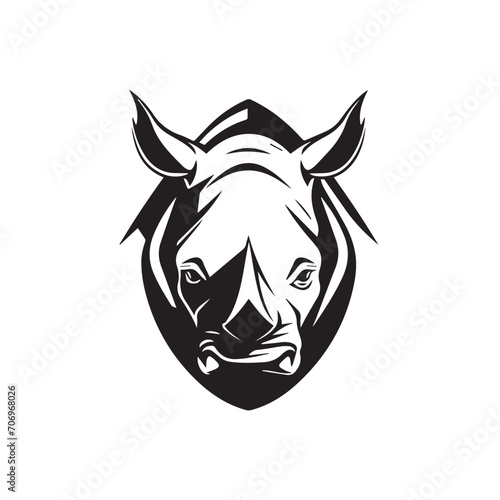 Wallpaper Mural Rhinoceros in cartoon, doodle style . Image for t shirt. Isolated 2d vector illustration in logo, icon, sketch style, Eps 10, black and white. AI Generative Torontodigital.ca