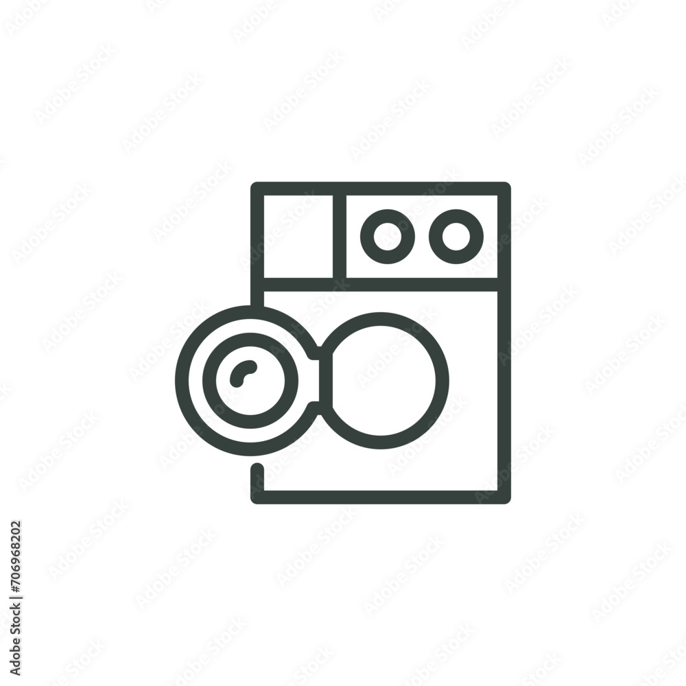 Outline Icon Automatic Washing Machine for Washing Cloth Washer Open Front Loading Wash Machine Line Sign Laundry Electric Appliances Laundromat Appliance Vector Isolated Pictogram on White Background Outline Icon Automatic Washing Machine for Washing Cloth Washer Open Front Loading Wash Machine Line Sign Laundry Electric Appliances Laundromat Appliance Vector Isolated Pictogram on White Background