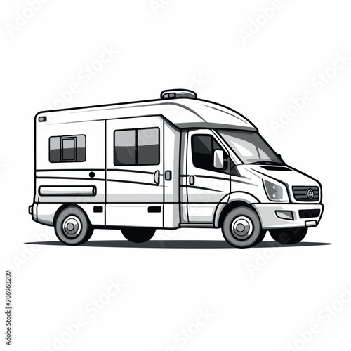 Ambulance in cartoon, doodle style. Isolated 2d vector illustration in logo, icon, sketch style, Eps 10, black and white. AI Generative