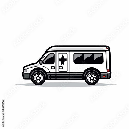 Ambulance in cartoon, doodle style. Isolated 2d vector illustration in logo, icon, sketch style, Eps 10, black and white. AI Generative © Iryna