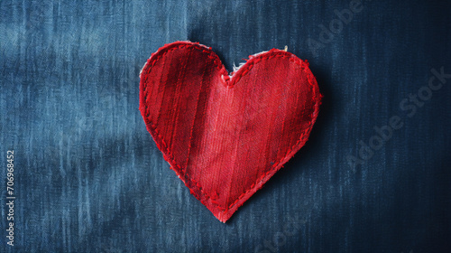 Heart shaped patch on jeans background