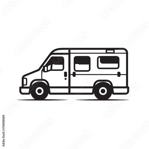 Ambulance in cartoon  doodle style. Isolated 2d vector illustration in logo  icon  sketch style  Eps 10  black and white. AI Generative
