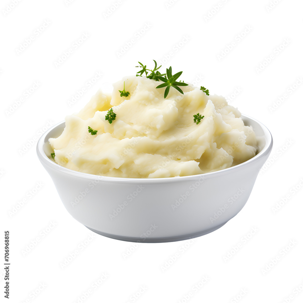 Mashed potatoes for breakfast, isolated on transparent background Mashed potatoes for breakfast, isolated on transparent background