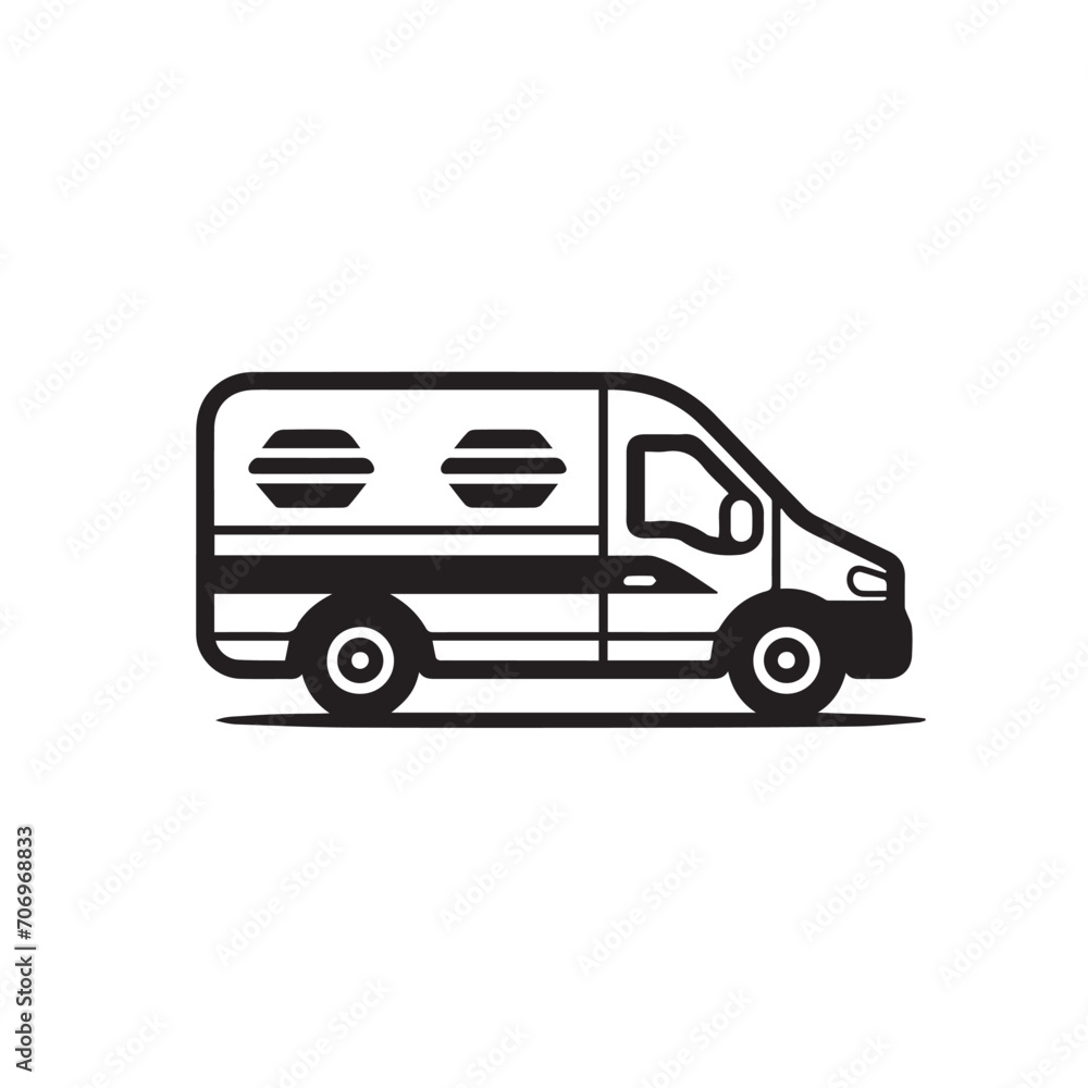 Ambulance in cartoon, doodle style. Isolated 2d vector illustration in logo, icon, sketch style, Eps 10, black and white. AI Generative