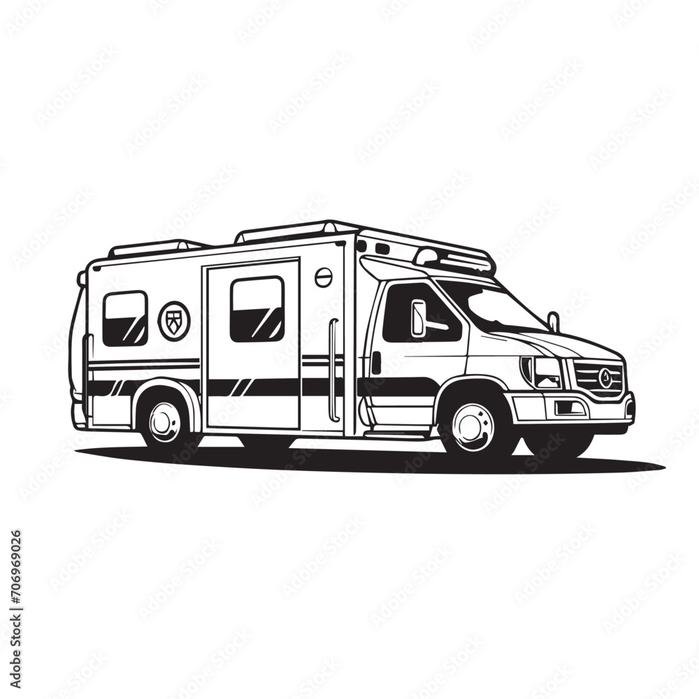 Ambulance in cartoon, doodle style. Isolated 2d vector illustration in logo, icon, sketch style, Eps 10, black and white. AI Generative Ambulance in cartoon, doodle style. Isolated 2d vector illustration in logo, icon, sketch style, Eps 10, black and white. AI Generative