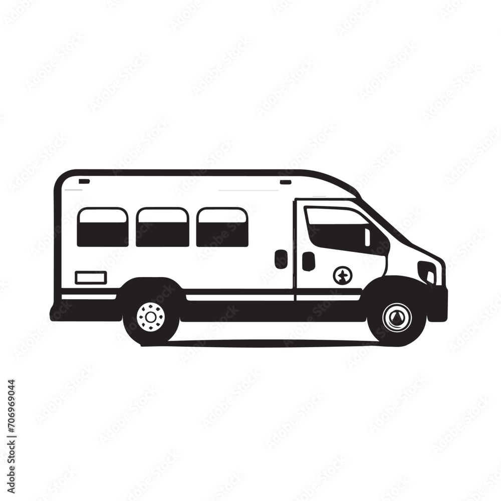 Ambulance in cartoon, doodle style. Isolated 2d vector illustration in logo, icon, sketch style, Eps 10, black and white. AI Generative