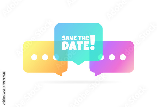 Free Download Save the date bubble. Flat, color, message bubbles, save the date sign. Vector icon - GFXLoad