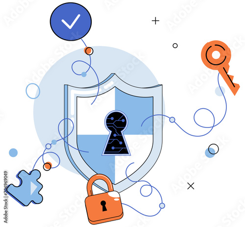Cyber security vector illustration. The protection personal privacy is paramount in digital age Information security safeguards confidential data from unauthorized access Safety in cyberspace relies