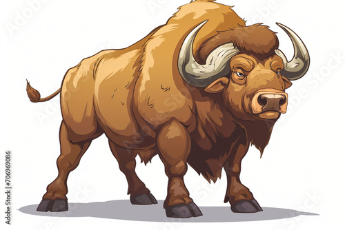 big muscular buffalo cartoon