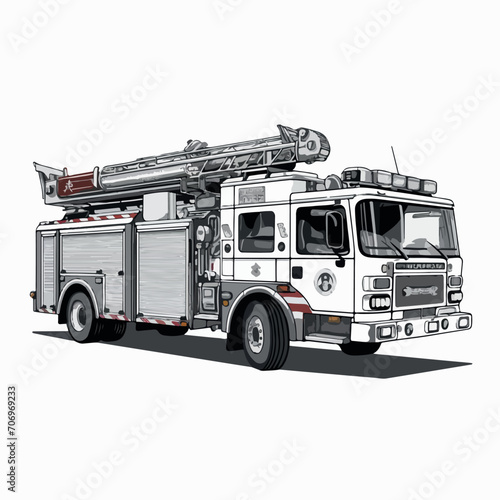 Fire engine in cartoon, doodle style. Isolated 2d vector illustration in logo, icon, sketch style, Eps 10. AI Generative