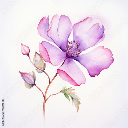 Watercolor floral frame on white background