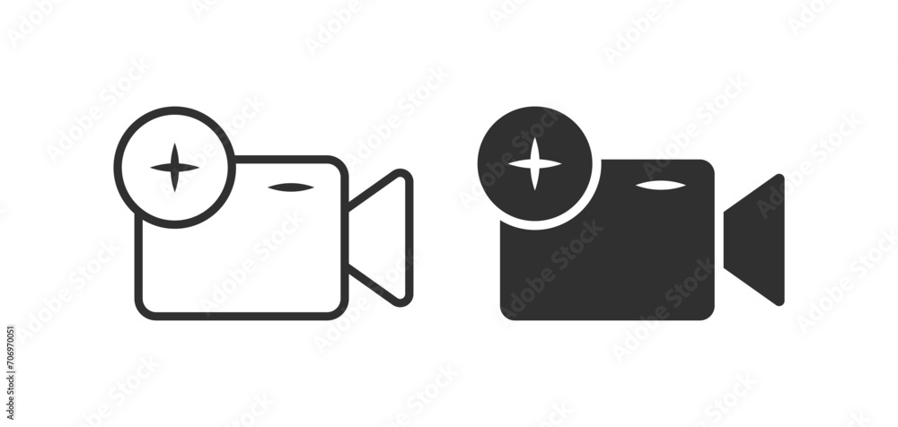Video camera icons. Flat, gray, camera icons with plus design, video camera icons. Vector icons Video camera icons. Flat, gray, camera icons with plus design, video camera icons. Vector icons