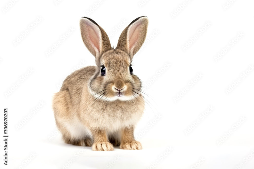 Image of pygmy rabbit on white background. Wildlife Animals, Mammals, Illustration, Generative AI.